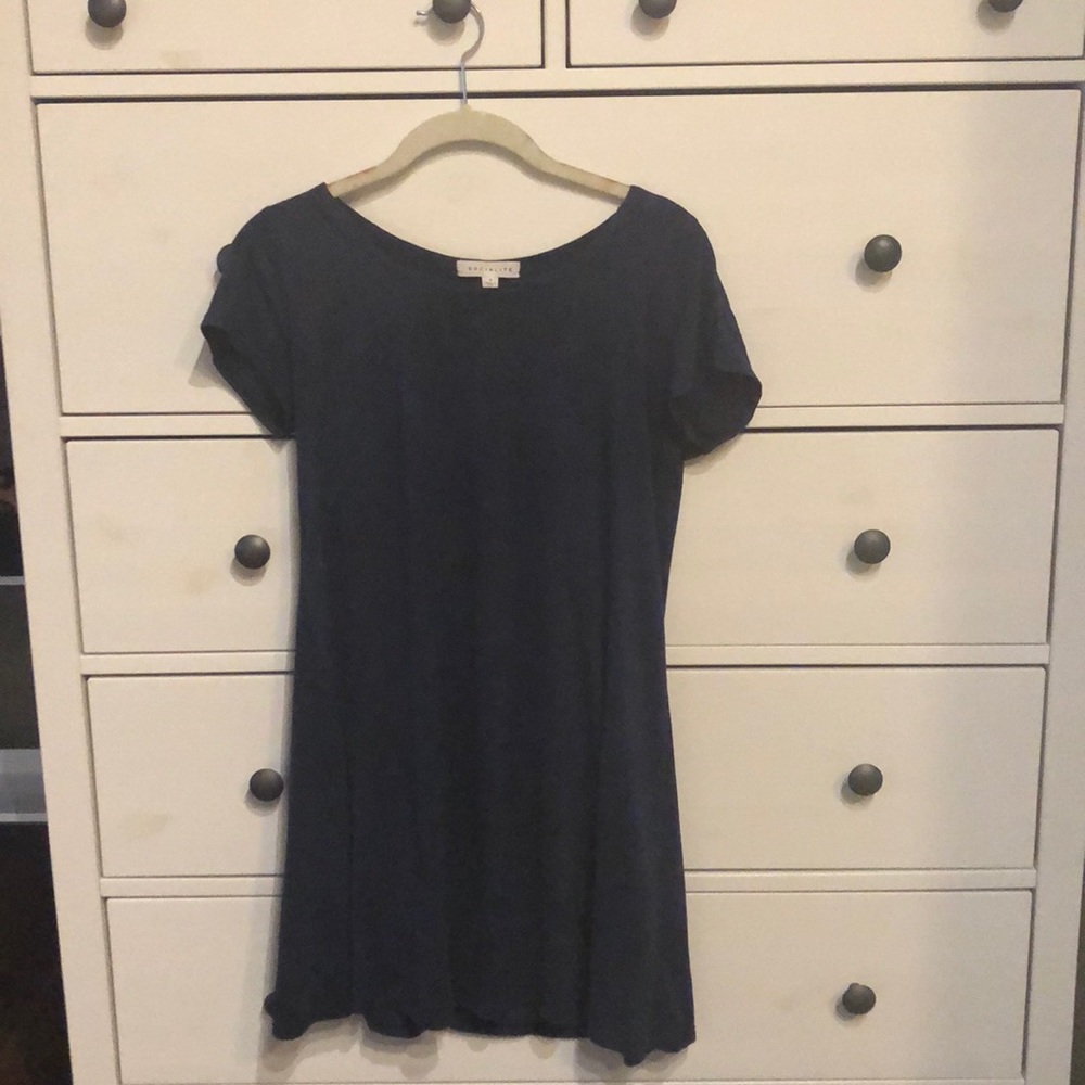Navy Faux Suede T-shirt Dress
